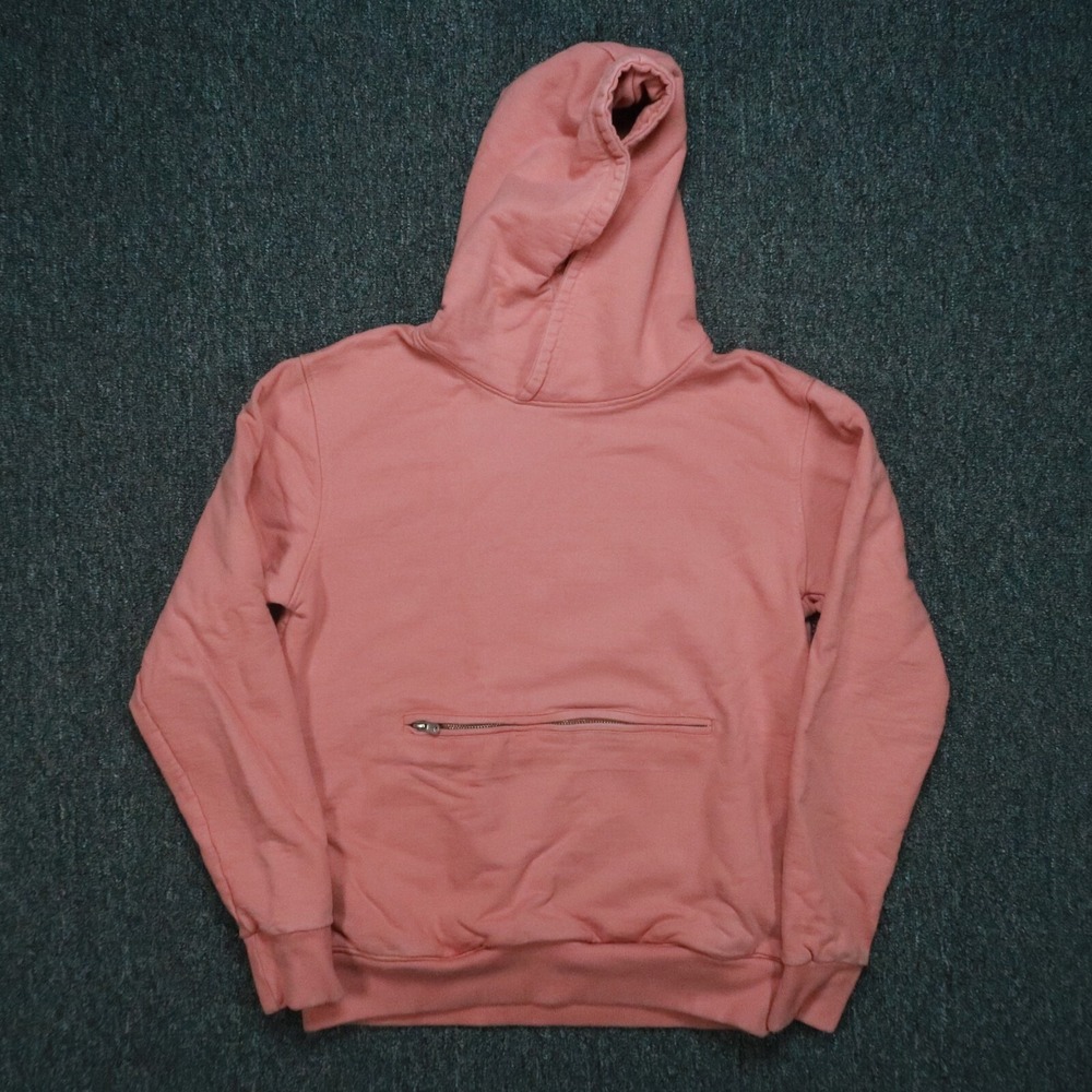 Richie Le Hoodie Mens‎ Small Red Coral Pullover Hooded Sweater Zip Pocket
